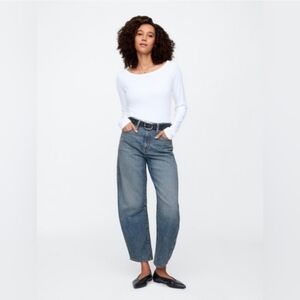 Gap High Rise Barrel Jeans Medium Indigo